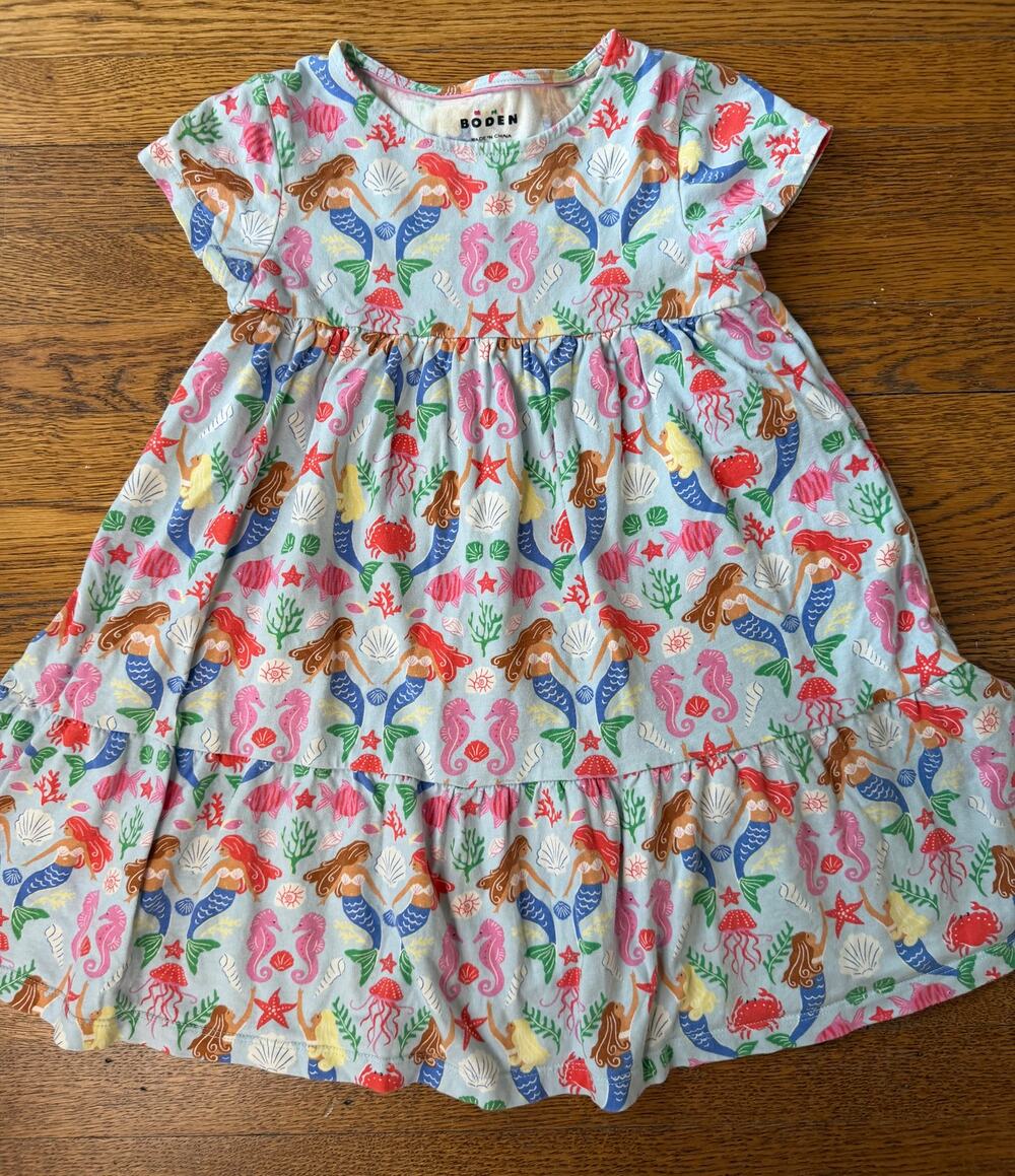 Mini Boden Girls' Mermaid Seahorses Dress Size 6-7